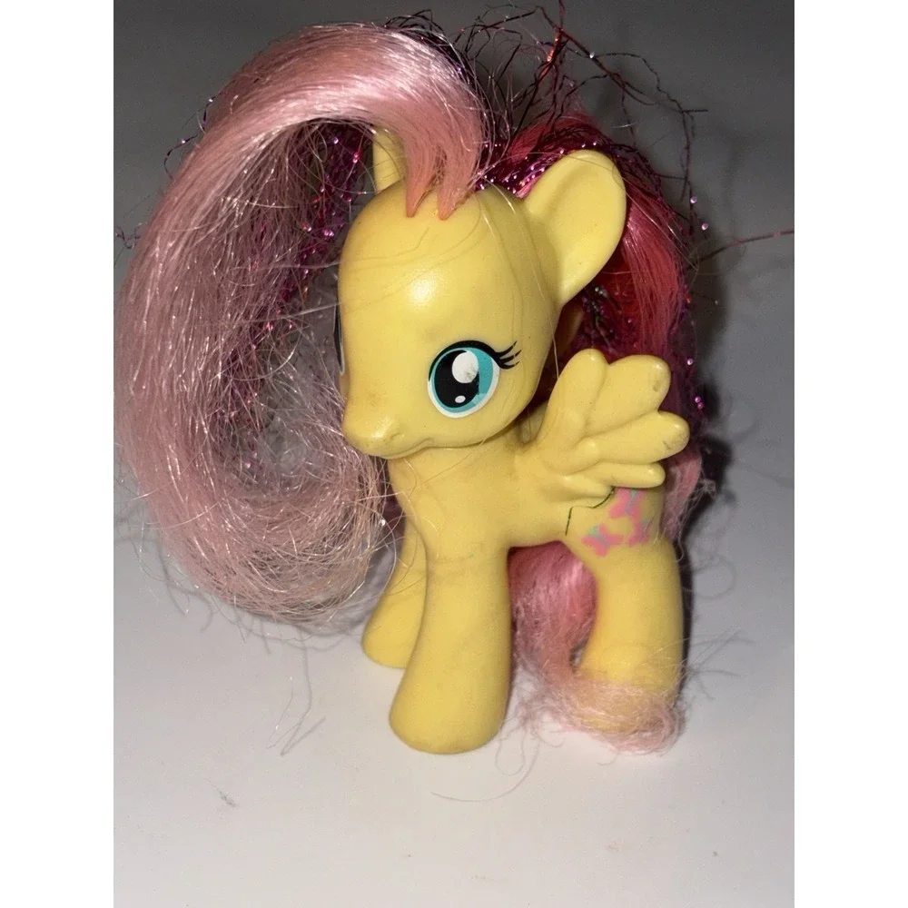 Hasbro My Little Pony Fluttershy G4 Yellow Pegasus Pink Tinsel Hair Figure 3in
